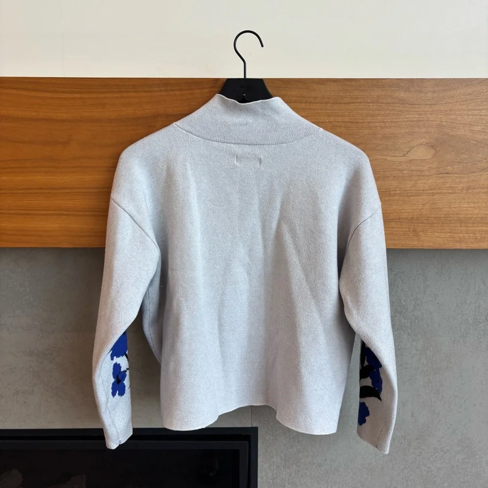 Anthropologie Maeve Carys Blue Floral Mock Neck Sweater, Size M - Picture 10 of 10